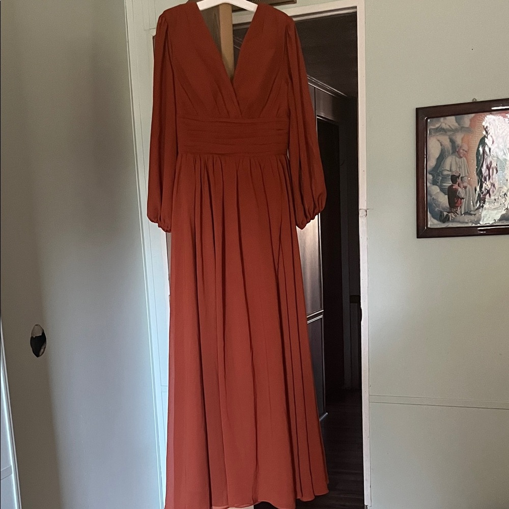 Elegant Rust Maxi Dress